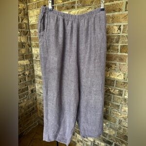 FLAX Linen Wide Leg Crop Pants Size L Comfort